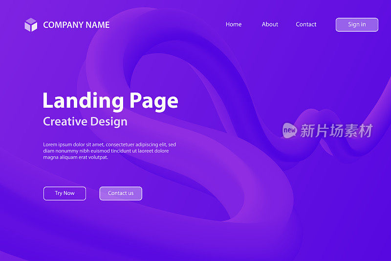 着陆页面模板-流体抽象设计紫色梯度背景