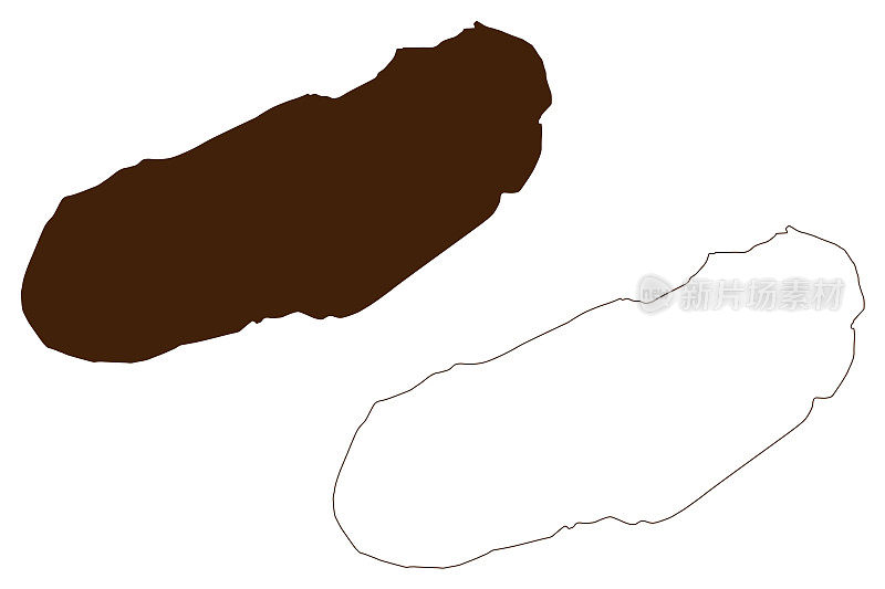 阿圭关岛(北马里亚纳群岛联邦，太平洋，美利坚合众国，美国)地图矢量插图，涂鸦阿圭关、阿圭关或阿圭汉地图