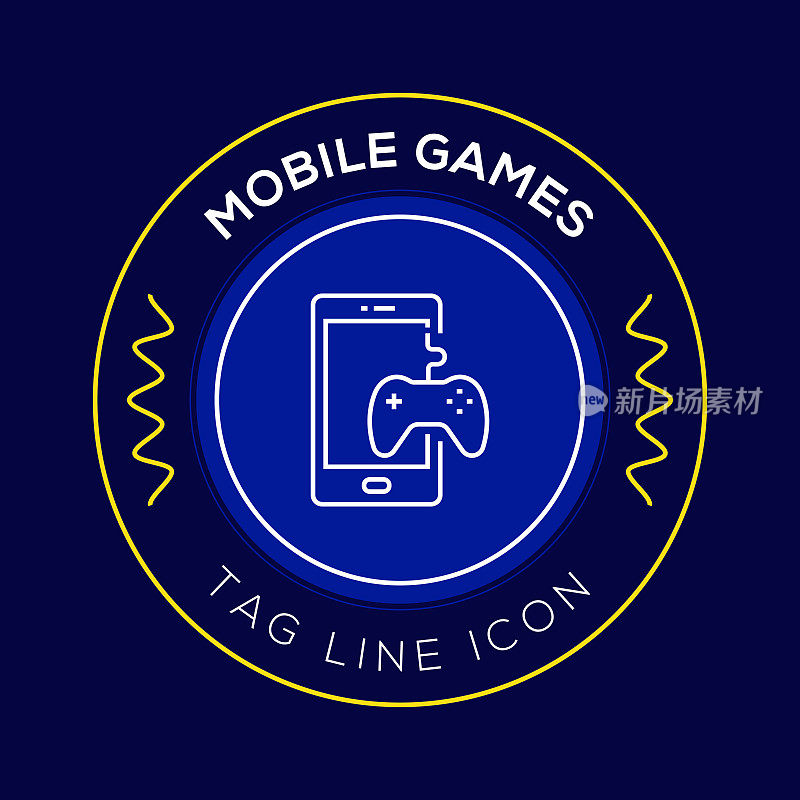 手机游戏圈徽章，现代标志矢量图标设计线条风格