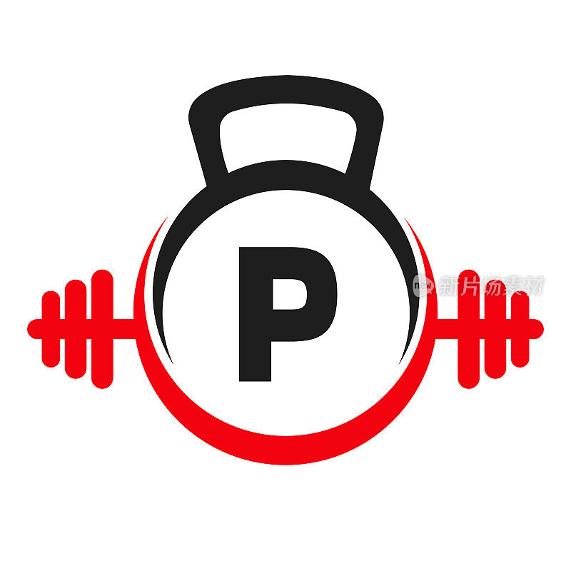 字母P健身标志设计。运动健身房标志图标设计矢量模板