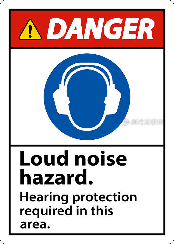 危险听力保护要求白色背景标志