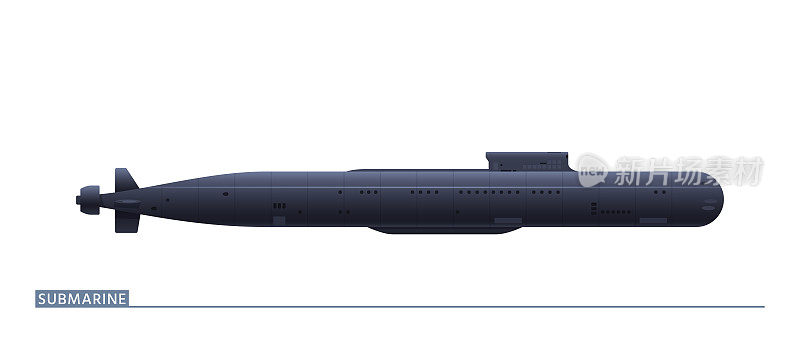 白色背景上孤立的战略核潜艇。矢量图