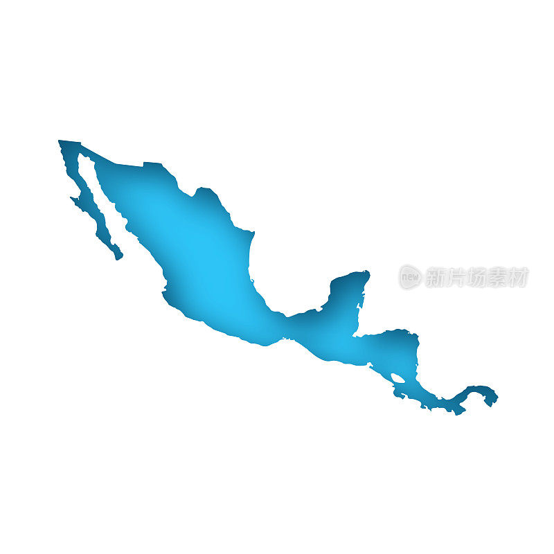 中美洲地图-蓝色背景的白纸