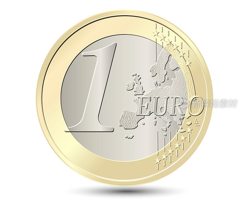 一欧元硬币。反向硬币。矢量插图。