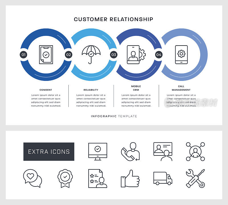 客户关系信息图设计与线图标