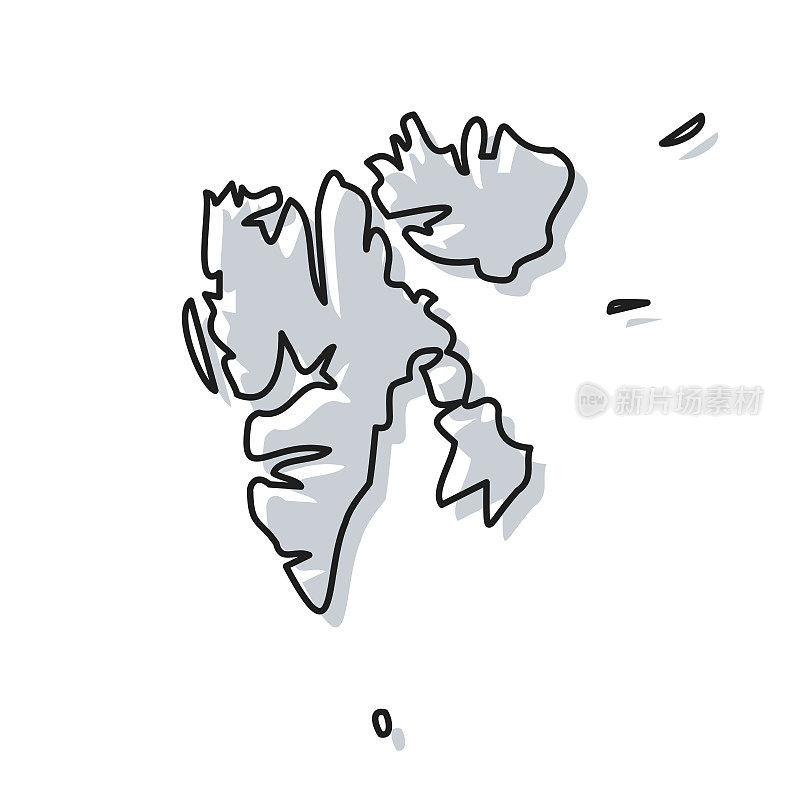 斯瓦尔巴群岛地图手绘在白色背景-时尚的设计