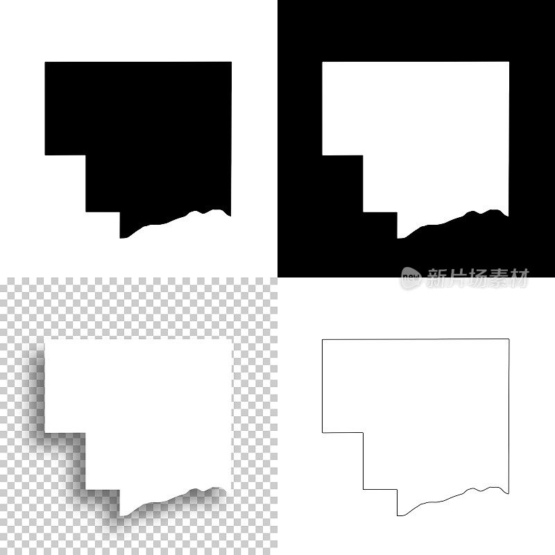 普拉特县，内布拉斯加州。设计地图。空白，白色和黑色背景