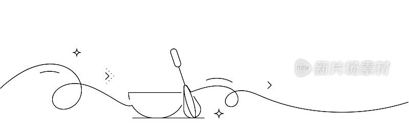 连续线条绘制烹饪图标。手绘符号矢量插图。