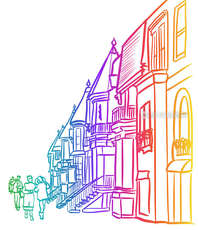 街道老建筑彩虹