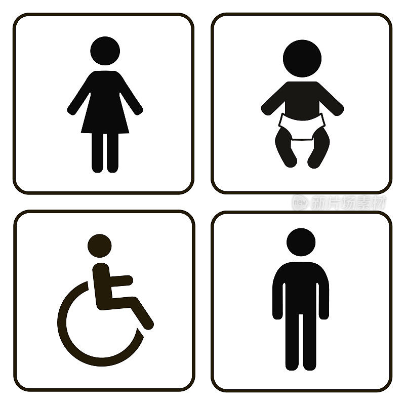 厕所代表女士，男人，儿童和残疾