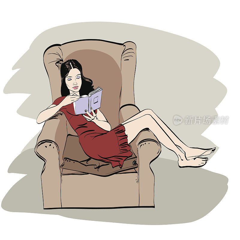 女孩在家里看书