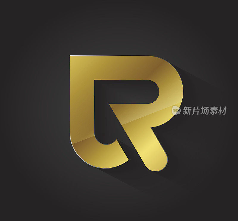 向量图形黄金变换的字母R为您的公司