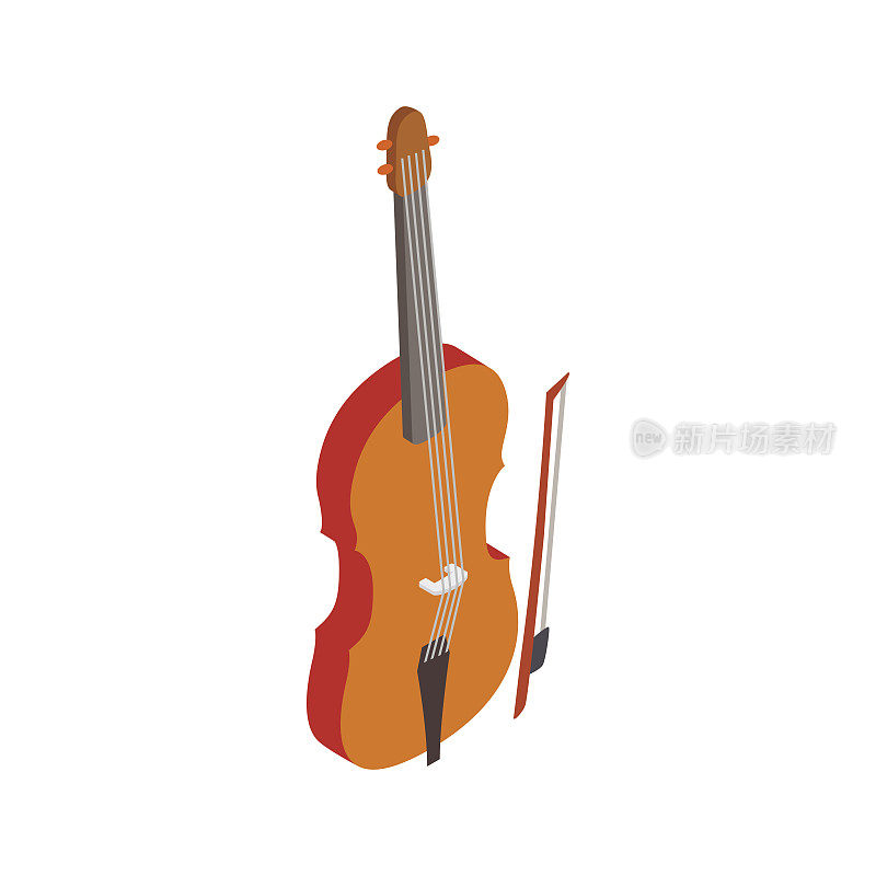 小提琴与小提琴图标，等距3d风格
