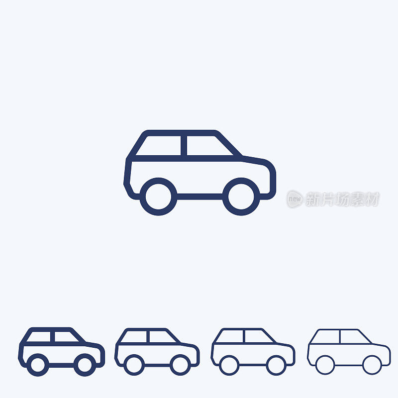 运动型多功能车SUV矢量，线图标