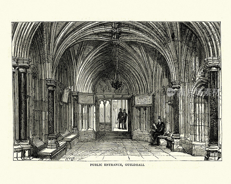 公共入口，市政厅，伦敦，1884年，19世纪