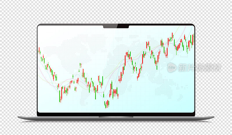 向量股票市场图在笔记本电脑