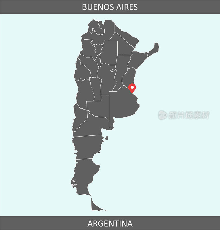阿根廷地图矢量与首都城市位置布宜诺斯艾利斯为教育目的
