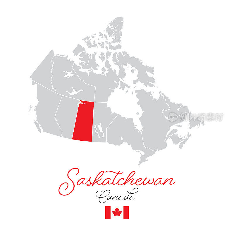 萨斯喀彻温省在加拿大矢量地图插图