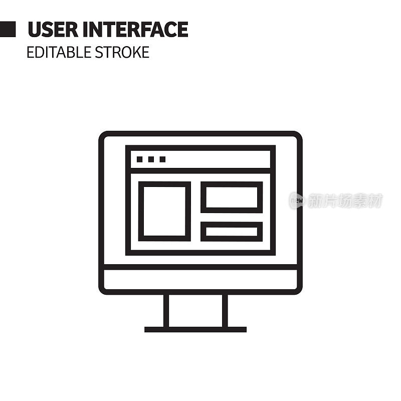 用户界面线图标，轮廓向量符号插图。