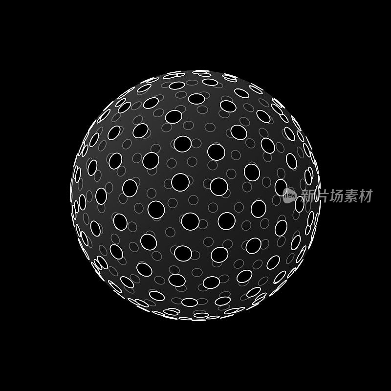 有轮廓和透视图的圆制成的3d球体