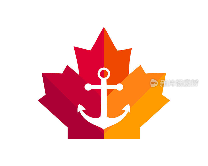 枫锚标志。加拿大红枫叶，Anchor标志
