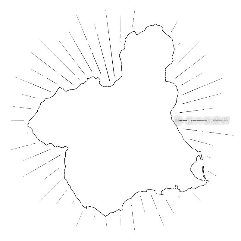 穆尔西亚地区的地图，阳光在白色的背景