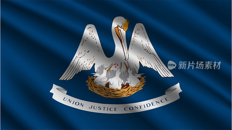 路易斯安那州-路易斯安那州旗帜-路易斯安那州旗帜高细节-国旗路易斯安那州波浪图案可环元素-织物纹理和无尽的循环-路易斯安那州可环旗-美国州旗帜-挥舞的旗帜