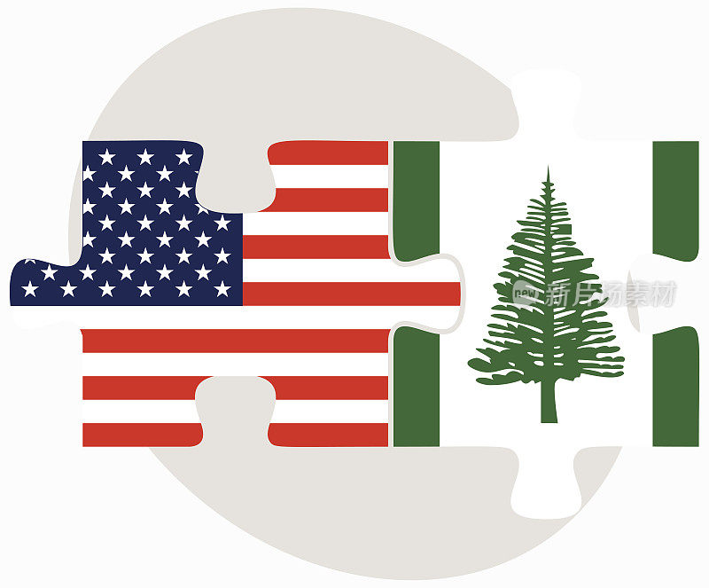 美国和诺福克岛旗帜拼图
