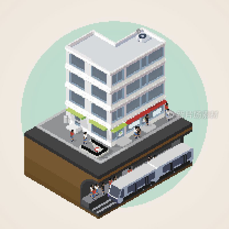 城市街道、建筑物、地铁或地铁站的插图