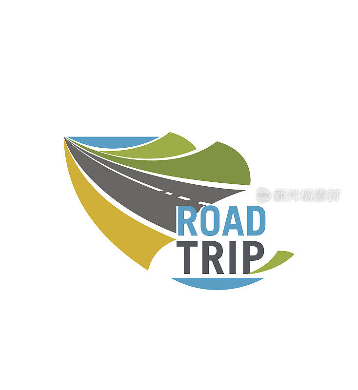 公路旅行和汽车旅行图标的旅行设计