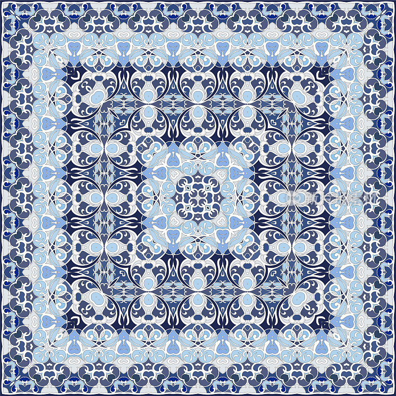 优雅的浅蓝色方形抽象图案。
