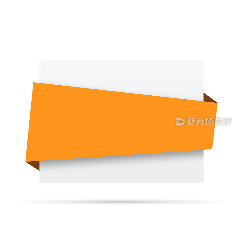 空白白色标签上的橙色丝带-设计元素