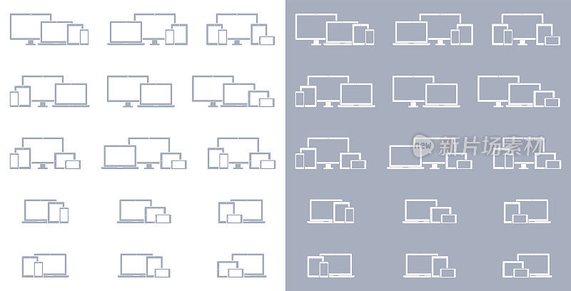 技术设备;采购产品笔记本电脑，电脑显示器，电视，平板电脑，智能手机图标设置在灰色
