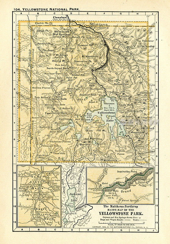 黄石公园怀俄明州地图1898年