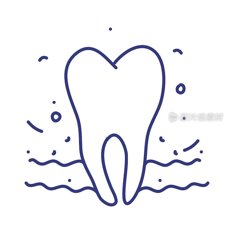 牙齿涂鸦矢量插图概念。手绘，线条图标。
