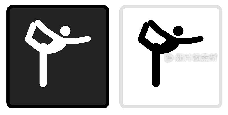 瑜伽伸展图标上的黑色按钮与白色翻转