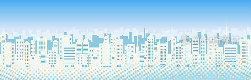 摩天大楼城市景观插图(白天)