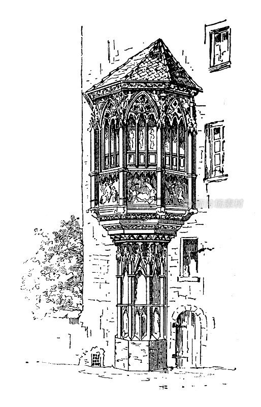 古董插画:Corbel(建筑)