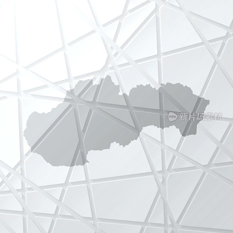 斯洛伐克地图与网状网络在白色背景