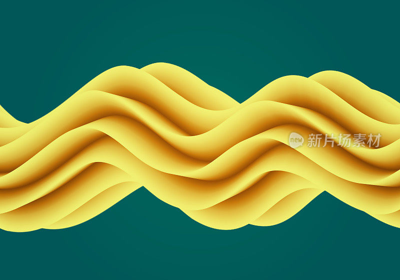 抽象液体，金色液体形成背景。具有3D效果的波动流体运动。彩色流动海报或壁纸模板。矢量金色流体旗帜。