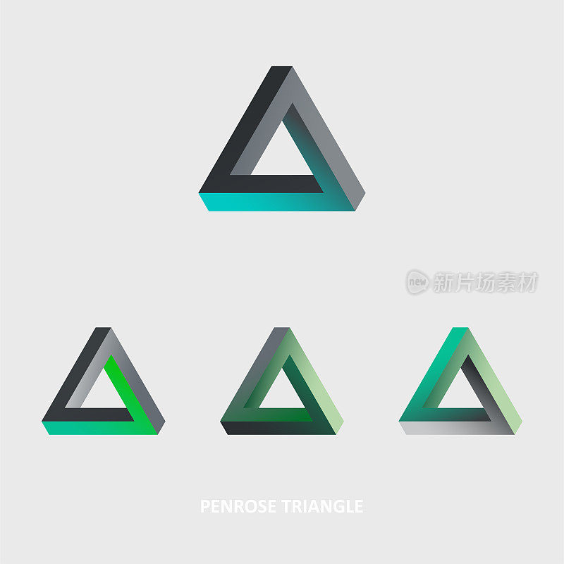 几何极简主义梯度彭罗斯三角形图案集合