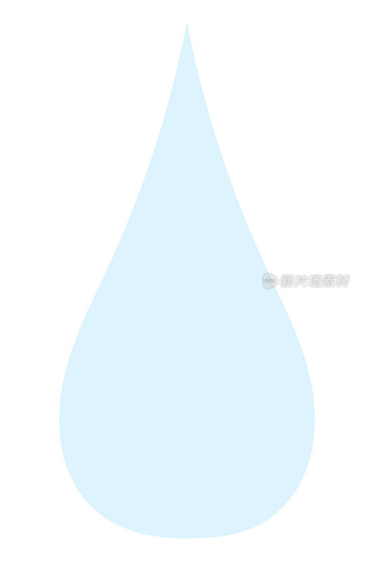 一个下降。液态水从上往下滴。液晶。蓝色的晨露。颜色向量插图。在一个孤立的背景上概述。