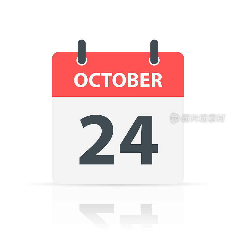10月24日-日常日历图标与反思在白色背景