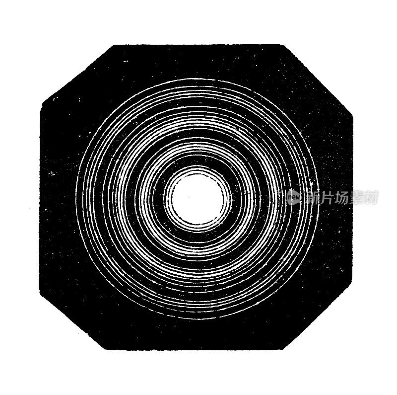 古董插图，物理原理和实验，光学:衍射图像