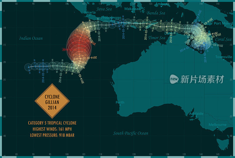 气旋阿娇2014追踪南印度洋信息图