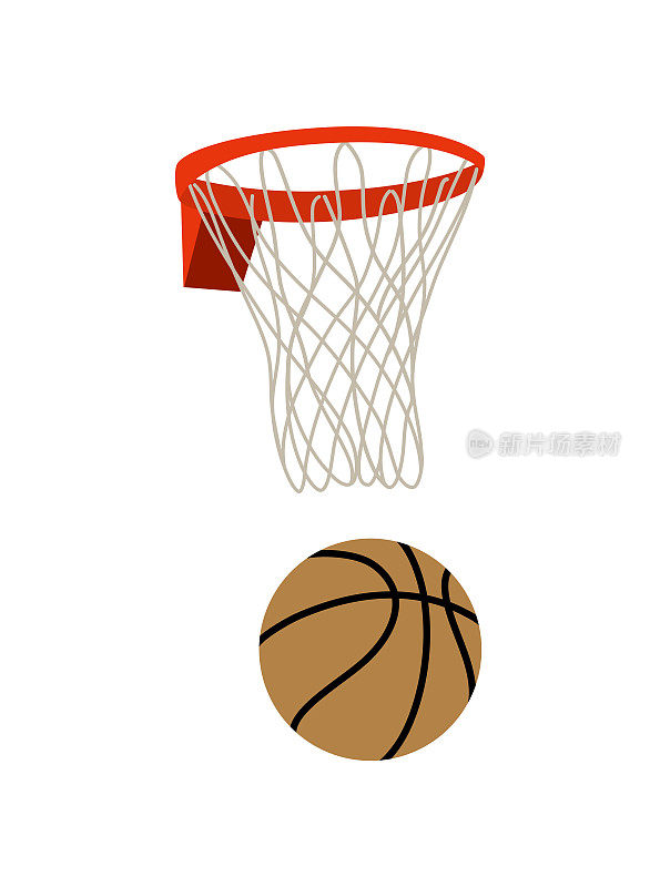 篮球和篮球目标的自然定格动画。向量