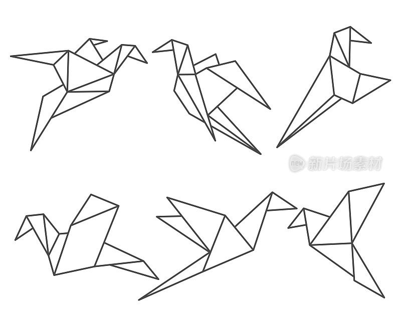 折纸鸟轮廓集