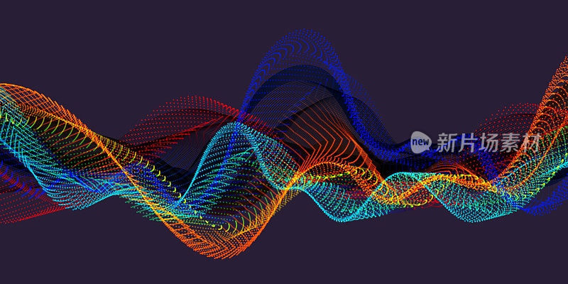 波背景。抽象向量插图。3d技术风格。