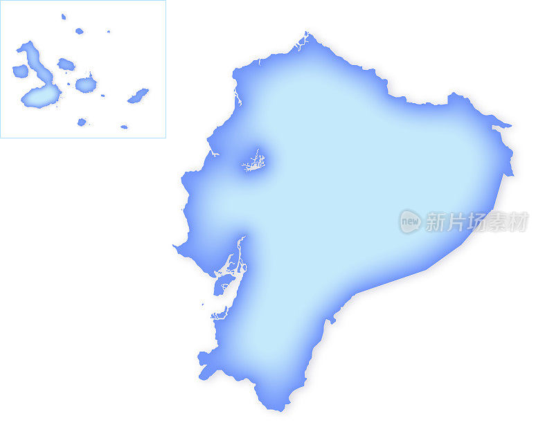 厄瓜多尔和加拉帕戈斯群岛软蓝色矢量地图插图
