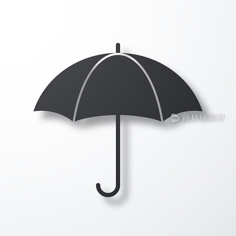 伞。白色背景上的阴影图标